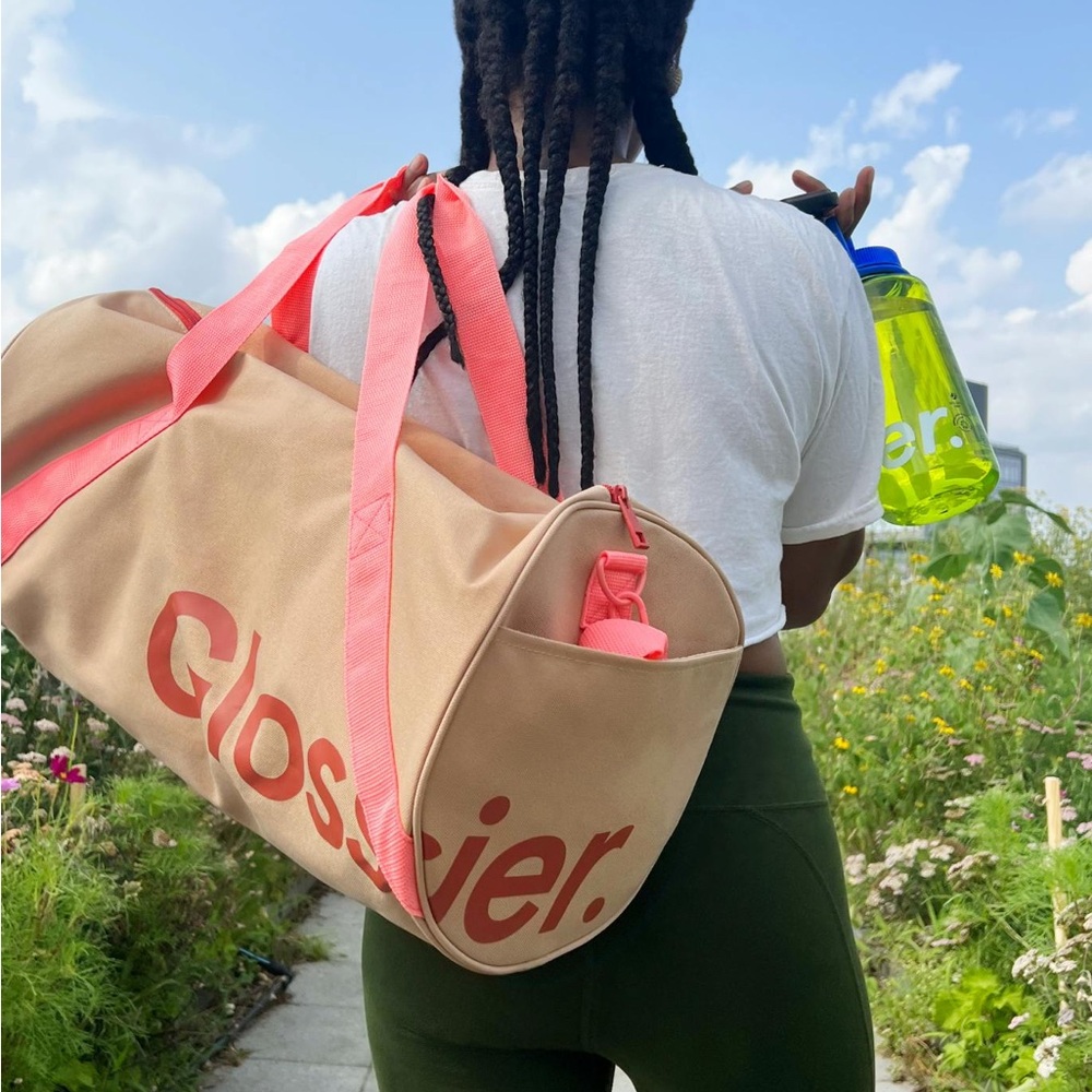 Glossier Tan and Pink Duffel Bag - Picture 2 of 10